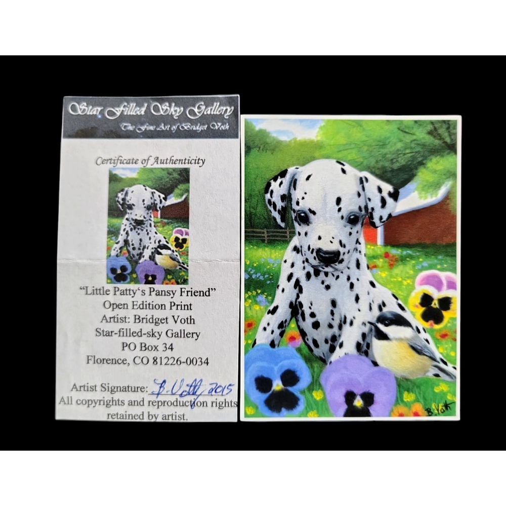 Bridget Voth Aceo Card Print Signed W/ Certificate "Little Patty's Pansy Friend"